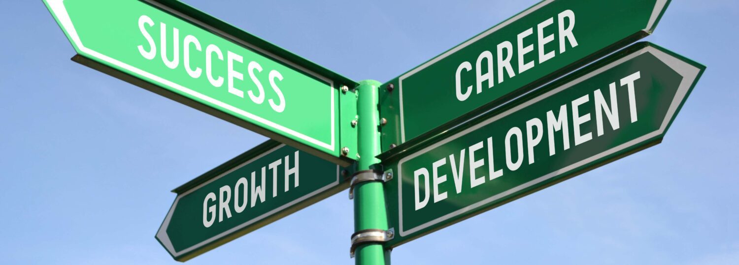 Success, growth, career, development signpost